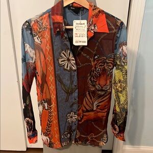 Desigual Multicolor Animal Print Blouse